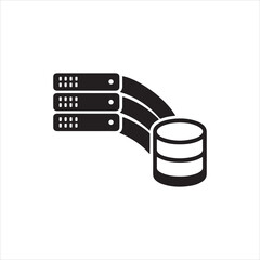  Silhouette data server and database network connection vector illustration