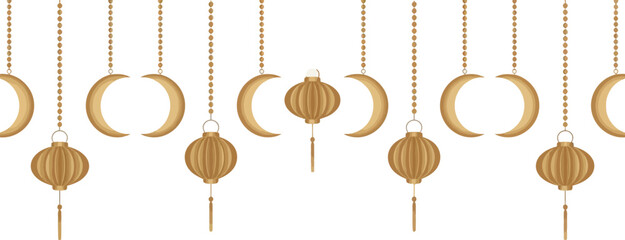features a beautifully designed hanging garland adorned with celestial-themed ornaments.