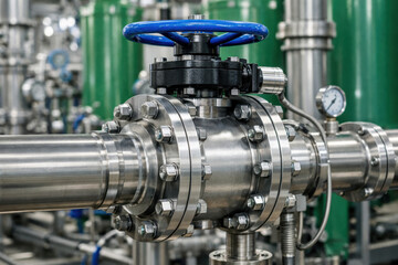 Industrial stainless pipeline flange bolt secure precise control and reliable pressure management in polished metal processing plant conveying confidence