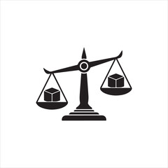  Silhouette scales with boxes showing balance vector illustration