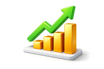 Ascending Growth Chart: A vivid illustration of financial progress, depicted by a dynamic upward-trending arrow and stylized bar graphs, symbolizing success and development.