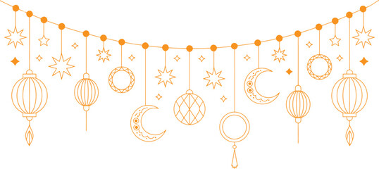 Elegant celestial decoration hanging garland with ornaments