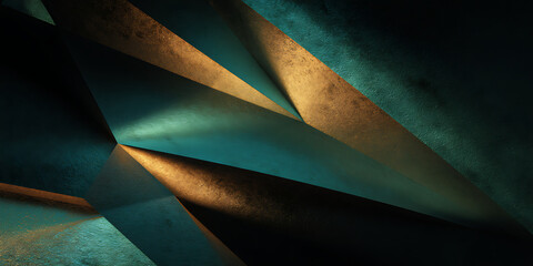 Metallic Teal Gold Abstract Geometric Background