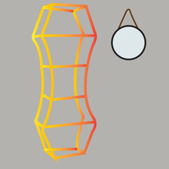 Minimalist Geometric Line Art Illustration of a Mountain Peak Framed Within a Large Crescent Moon Silhouette