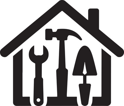 house and making tools Spunk Refix Construction and Repair Logo