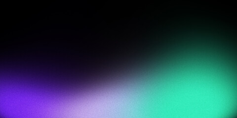 Dark black grainy background enhanced by green purple abstract gradient wave and vibrant noise texture © Tuha