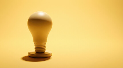 Out of focus image shows a light bulb shape with a dark base on a yellow surface with gradients of light and shadow