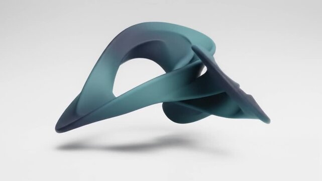 Captivating 3D Render Animation of a Geometric Mobius Shape Transformation on Grey Background