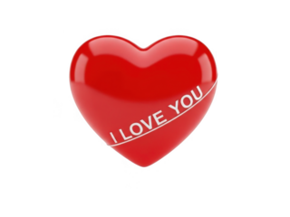 Red heart with i love you isolated on transparent background