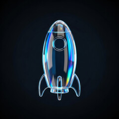 Futuristic Glass Rocket Icon Isolated on Transparent Background | Startup, Innovation, and Technology Concept