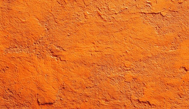 Textured close-up of a weathered orange surface, showing cracks and unevenness