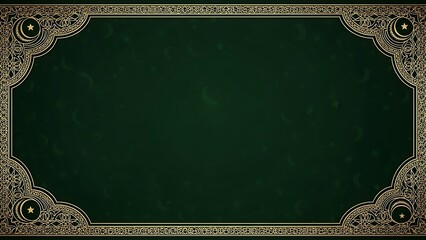 Elegant vintage decorative border design on dark green background with intricate golden patterns