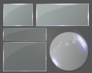 Transparent glass frame with subtle light reflections forming a clean abstract border.
