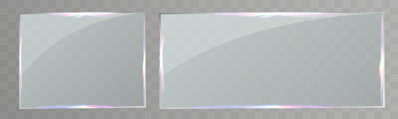 Transparent glass frame with subtle light reflections forming a clean abstract border.

