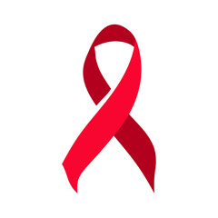 Red Awareness Ribbon Symbol on White Background