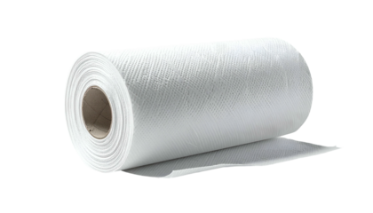 A roll of textured white material partially unrolled, resting on a black background