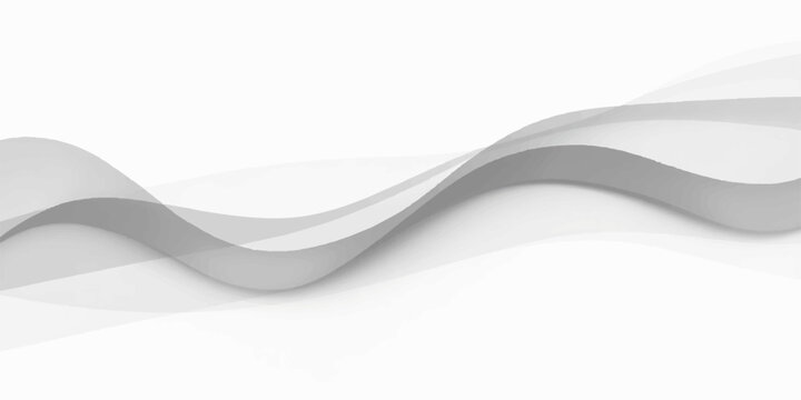 Gray wavy ribbon or wave form on white background with shadows