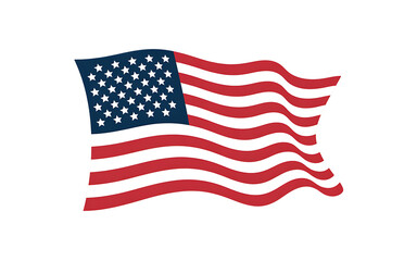 Fototapeta premium Waving American flag with stars and stripes isolated on transparent background transparent background