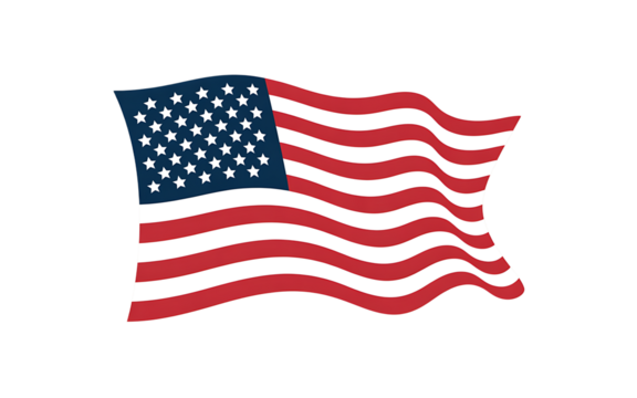Waving American flag with stars and stripes isolated on transparent background transparent background - Powered by Adobe