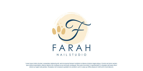 Fototapeta premium Nail logo design concept for beauty with creative element style