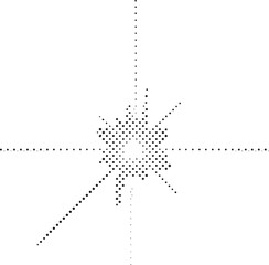 Halftone burst effect with dotted lines radiating outward