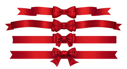 Vector graphic featuring four vibrant red ribbons with matching bows on a black background