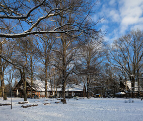 Der Hermann-L&ouml;ns-Park in Hannover ist im Winter eine
ruhige, klare M&auml;rchenlandschaft
