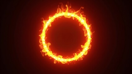 Fiery Ring of Lights Against Dark Background