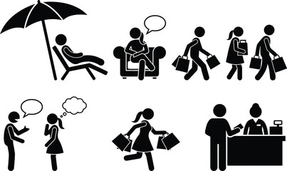 People engaging in various daily activities and communication