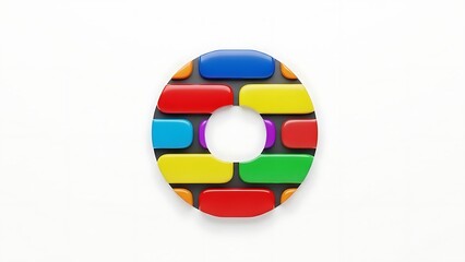 Vibrant colorful puzzle piece with rounded edges on white background