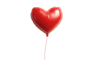 Shiny red heart-shaped balloon floats against a stark black background