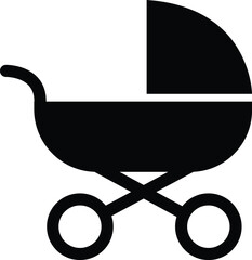 Black Silhouette Icon of a Baby Stroller carriage pram