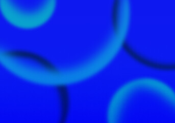 High-Contrast Blue Neon Rings with Dark Shadows and Grainy Atmospheric Texture