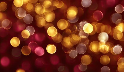 Obraz premium Abstract, blurred, festive orbs of light with warm gold, pink, and white tones