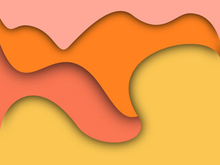 Warm abstract layered paper cut background with smooth organic shapes in orange, peach, and yellow colors. Modern minimalist design ideal for branding, posters, web design, and creative projects.