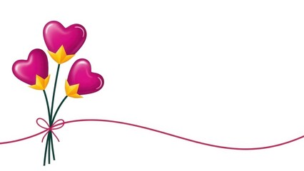 Three pink heart balloons tied together with ribbon