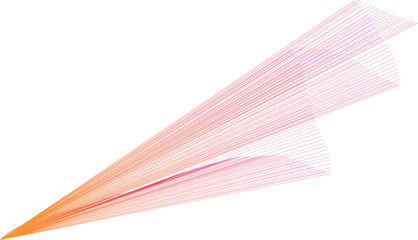 A delicate pink feather with orange tip on a white background