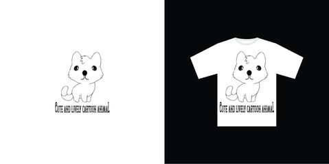 Vector cute and lively cartoon animal t-shirt design fully editable high quality