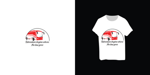 Vector travel bus  t-shirt design  fully editable high quality