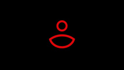 Red user icon on a black background representing an individual profile