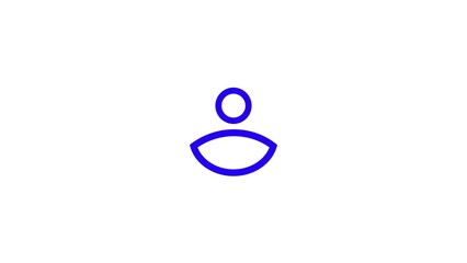 Simple blue person icon on a white background