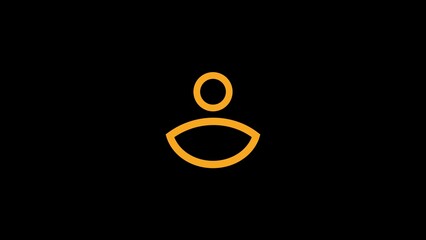 Simple orange icon of a person on a black background