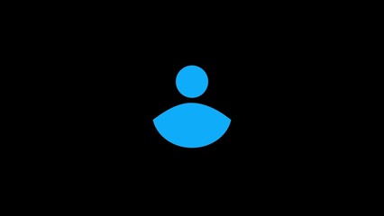 A simple blue icon representing a person against a black background