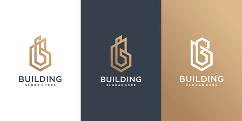 Building logo design idea with abstract letter B