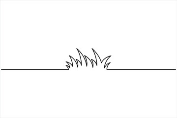 Grass continuous one line art drawing of grass design, Grass line vector art illustration