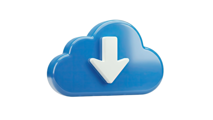 Cloud Download Icon on White Background