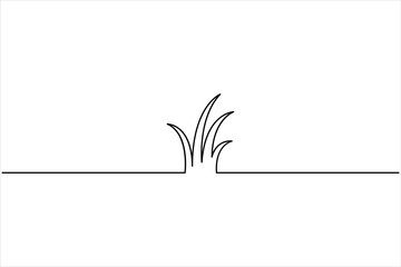 Grass continuous one line art drawing of grass design, Grass line vector art illustration