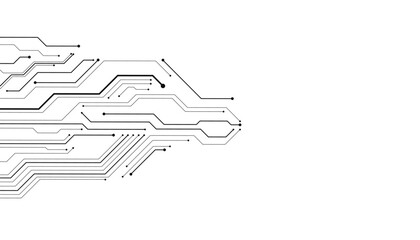 Technology black circuit diagram concept. High-tech circuit board connection system.Vector abstract technology on a white background.