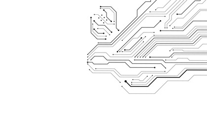 Technology black circuit diagram concept.High-tech circuit board connection system.Vector abstract technology on a white background.