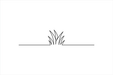 Grass continuous one line art drawing of grass design, Grass line vector art illustration